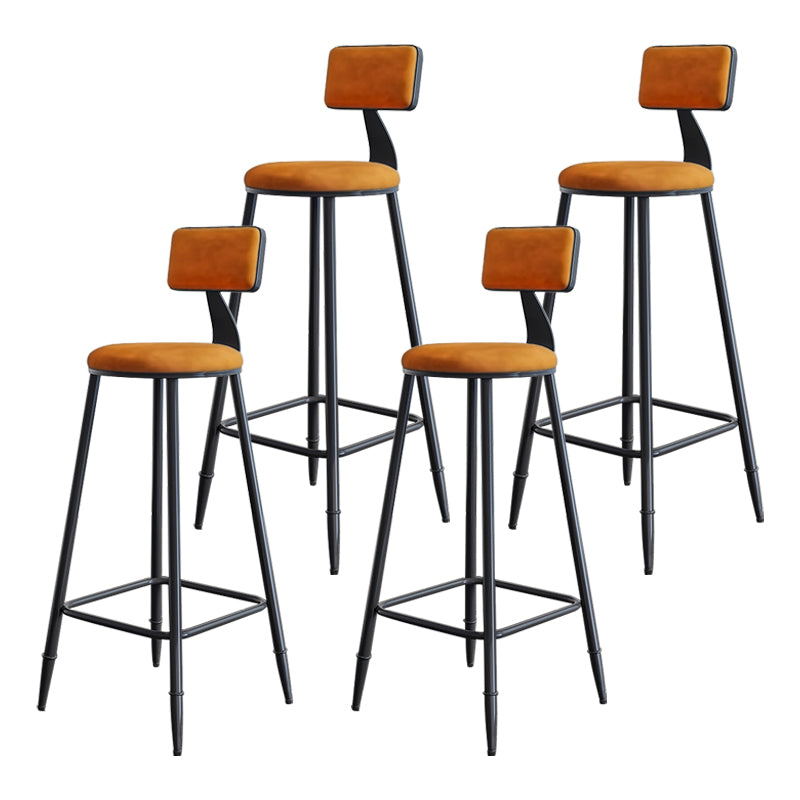 Modern Backrest Counter Stool Iron Milk Tea Shop Bar Stool with Cushion and Pedal