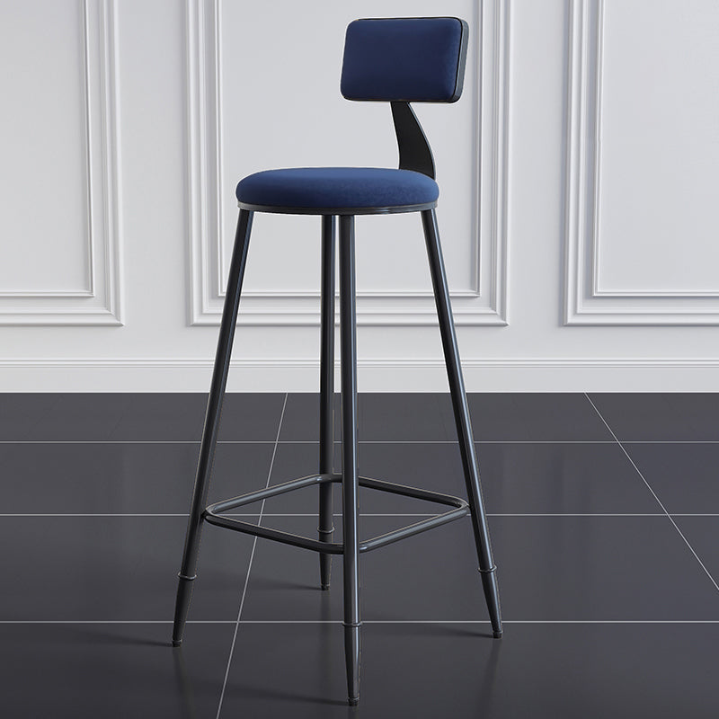 Modern Backrest Counter Stool Iron Milk Tea Shop Bar Stool with Cushion and Pedal