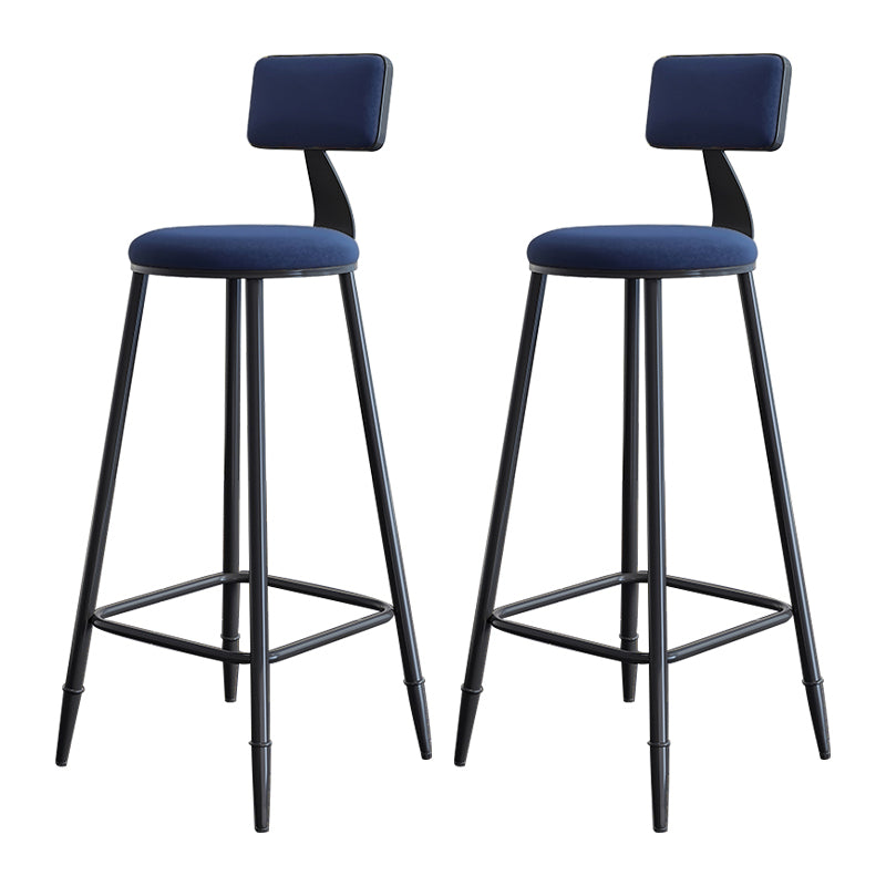Modern Backrest Counter Stool Iron Milk Tea Shop Bar Stool with Cushion and Pedal
