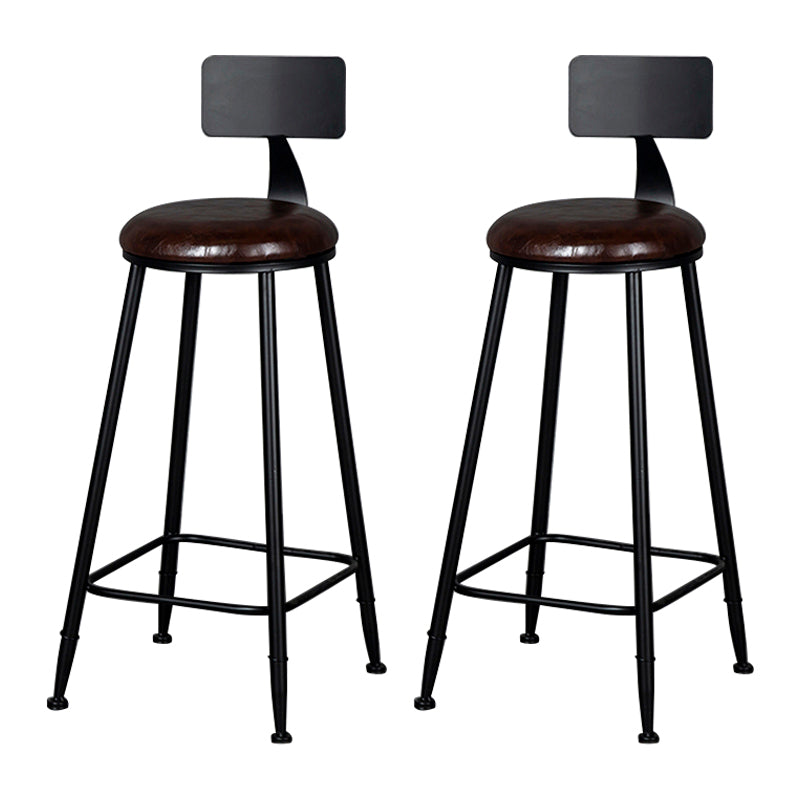 Modern Backrest Counter Stool Iron Milk Tea Shop Bar Stool with Cushion and Pedal