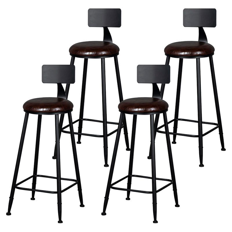 Modern Backrest Counter Stool Iron Milk Tea Shop Bar Stool with Cushion and Pedal