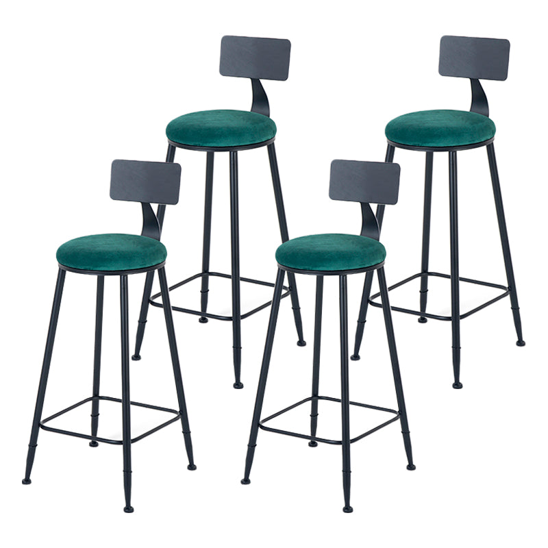 Modern Backrest Counter Stool Iron Milk Tea Shop Bar Stool with Cushion and Pedal