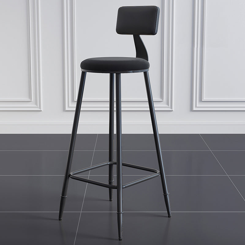 Modern Backrest Counter Stool Iron Milk Tea Shop Bar Stool with Cushion and Pedal