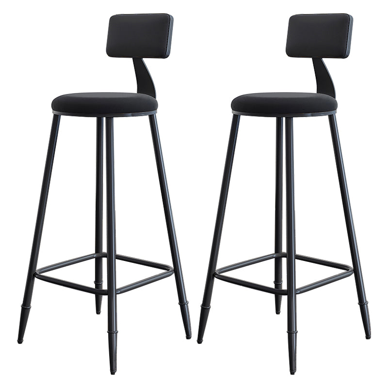 Modern Backrest Counter Stool Iron Milk Tea Shop Bar Stool with Cushion and Pedal