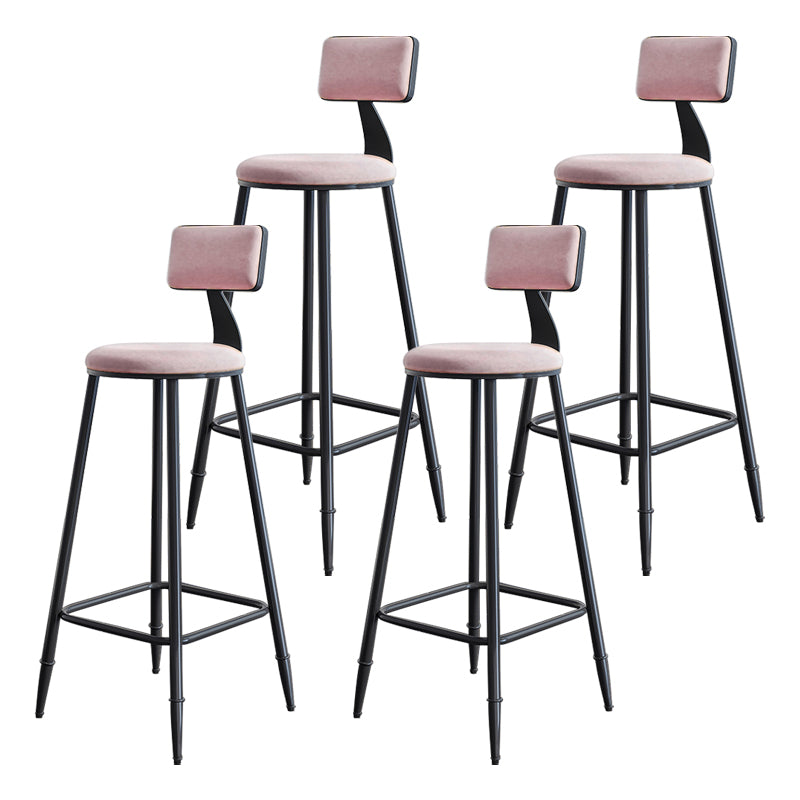 Modern Backrest Counter Stool Iron Milk Tea Shop Bar Stool with Cushion and Pedal