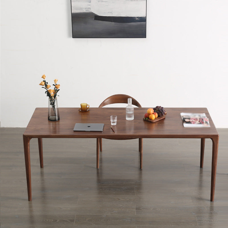 Modern Rectangle Walnut Wood Dining Set 1/2/3/5/7 Pieces Dining Table with Wood Chairs