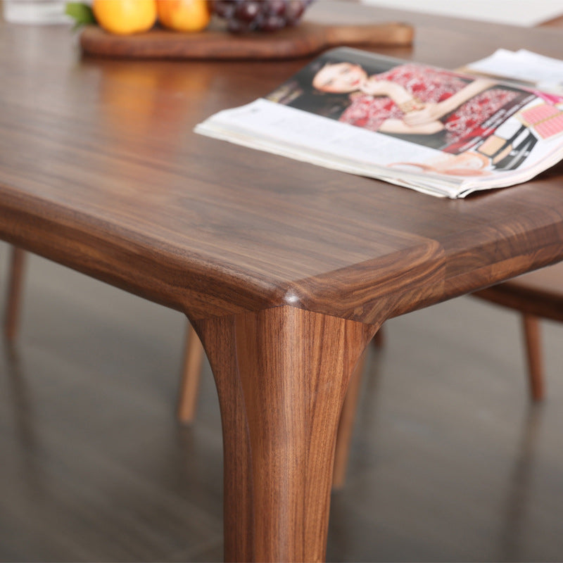 Modern Rectangle Walnut Wood Dining Set 1/2/3/5/7 Pieces Dining Table with Wood Chairs
