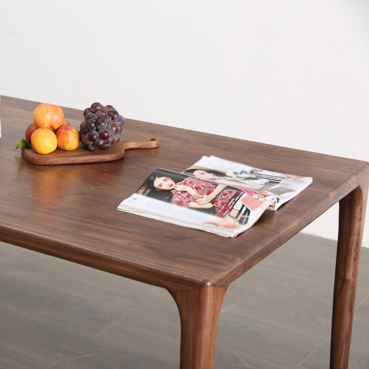 Modern Rectangle Walnut Wood Dining Set 1/2/3/5/7 Pieces Dining Table with Wood Chairs