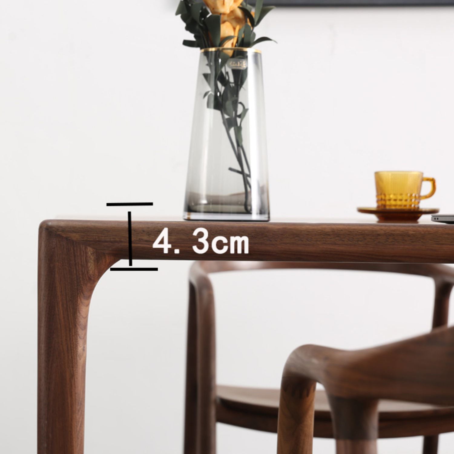 Modern Rectangle Walnut Wood Dining Set 1/2/3/5/7 Pieces Dining Table with Wood Chairs