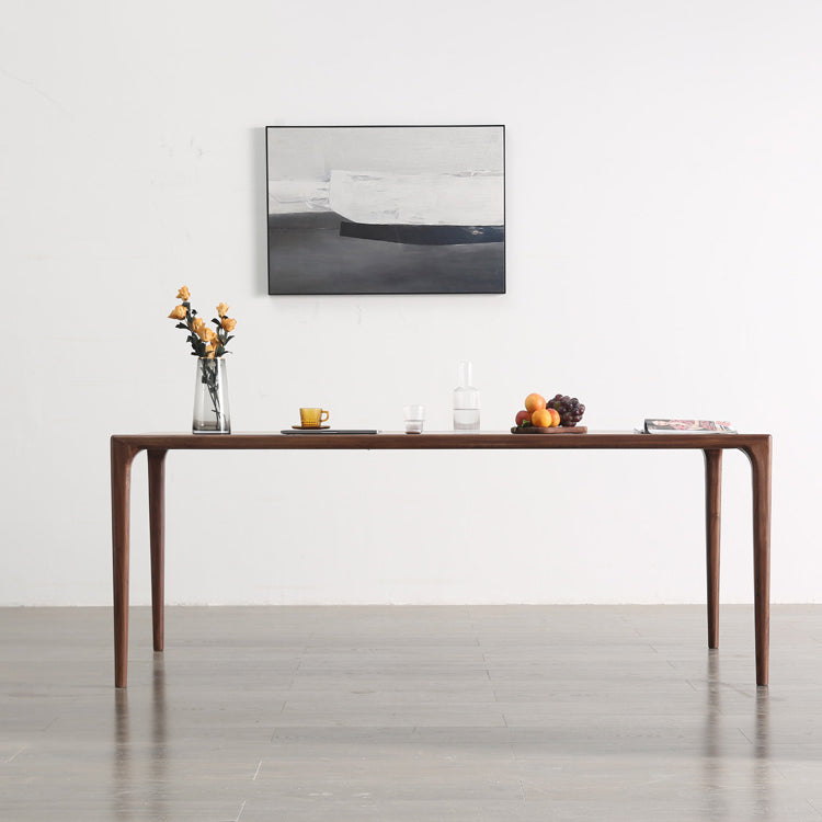 Modern Rectangle Walnut Wood Dining Set 1/2/3/5/7 Pieces Dining Table with Wood Chairs