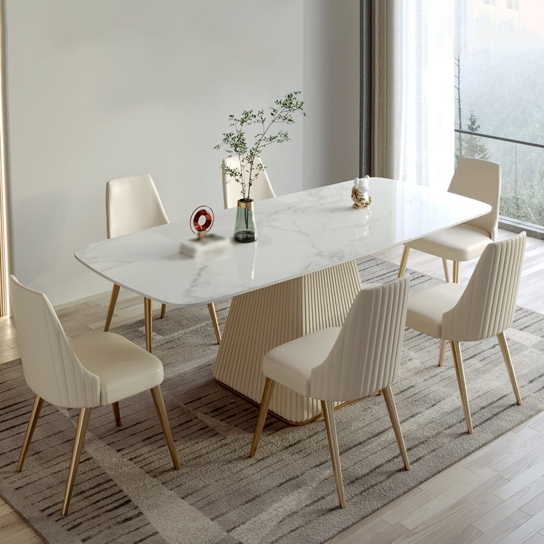 Nordic Sintered Stone Top Dining Set Rectangle 1/5/6/7 Pieces Dining Table with Chairs