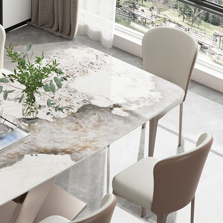 Nordic Sintered Stone Top Dining Set Rectangle 1/2/4/5/7 Pieces Dining Table with Chairs