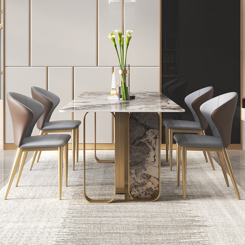 Luxury Sintered Stone Dining Set Rectangle 1/3/4/5/6/7/9 Pieces Dining Table with Chairs