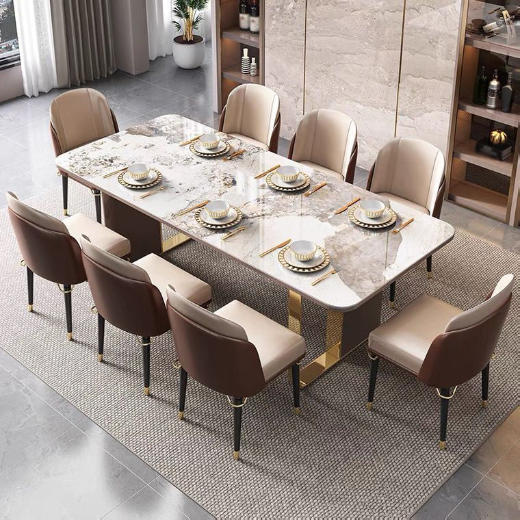 Luxury Sintered Stone Top Dining Set Rectangle 1/4/5/6/7/9 Pieces Dining Table with Chairs