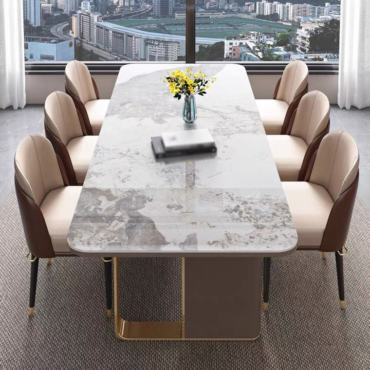 Luxury Sintered Stone Top Dining Set Rectangle 1/4/5/6/7/9 Pieces Dining Table with Chairs