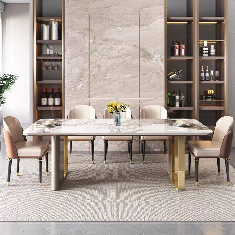 Luxury Sintered Stone Top Dining Set Rectangle 1/4/5/6/7/9 Pieces Dining Table with Chairs