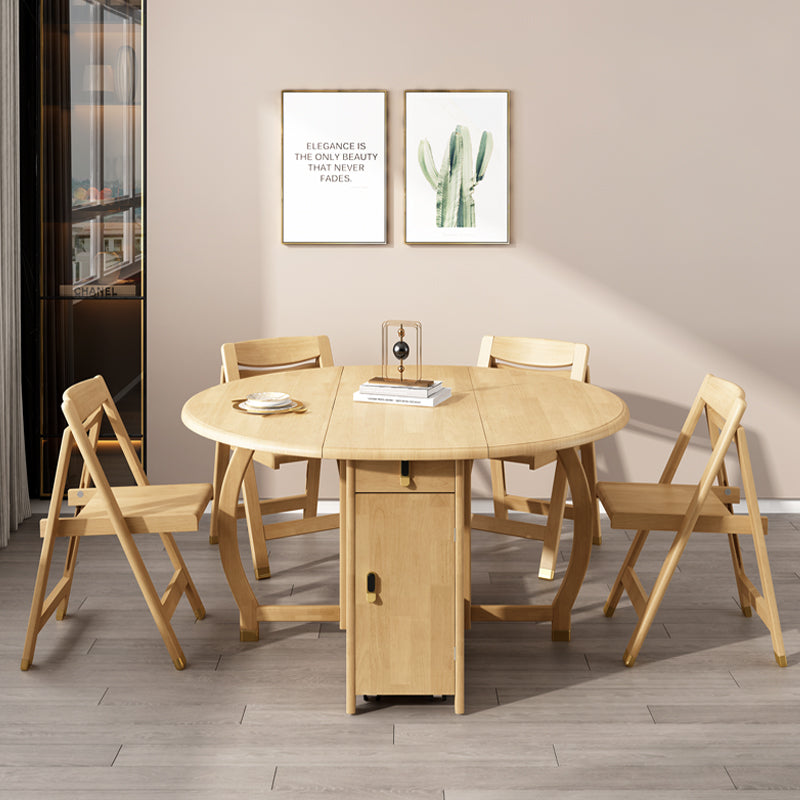 Table à manger pliable en bois d'hévéa, table ronde moderne et médiévale avec base sur tréteau de rangement