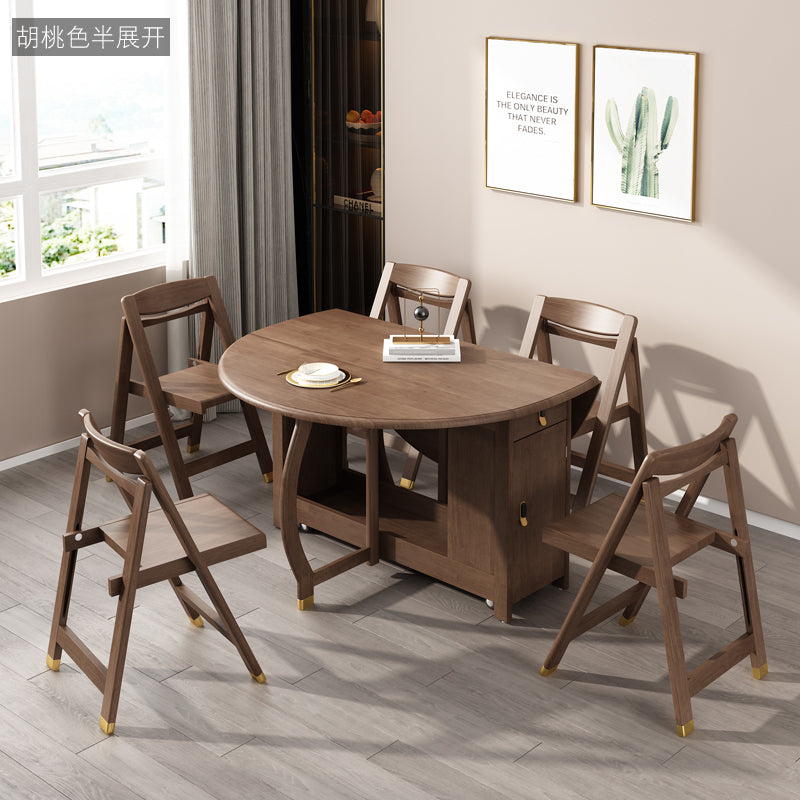 Table à manger pliable en bois d'hévéa, table ronde moderne et médiévale avec base sur tréteau de rangement