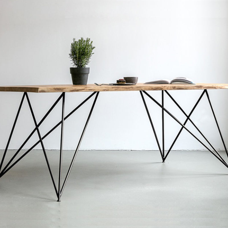 Rectangle 4 Legs Luxury Dining Table Solid Wood Fixed Table for Kitchen