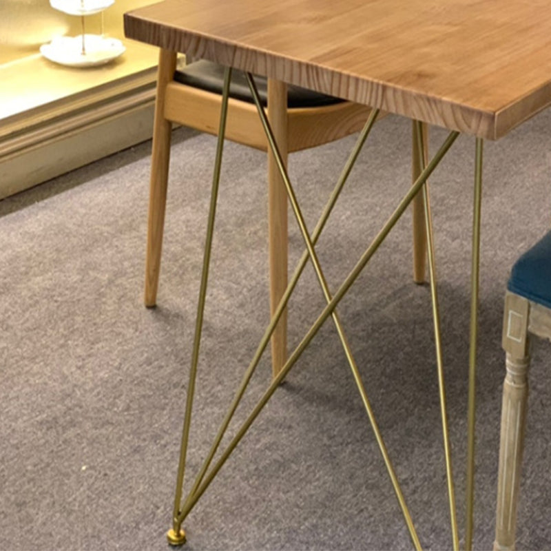 Rectangle 4 Legs Luxury Dining Table Solid Wood Fixed Table for Kitchen