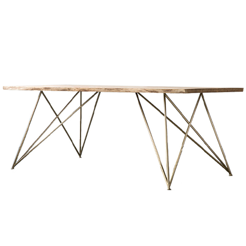 Rectangle 4 Legs Luxury Dining Table Solid Wood Fixed Table for Kitchen