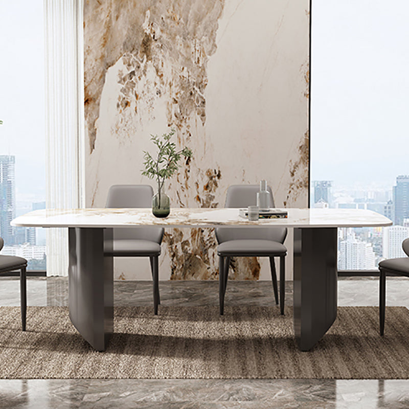 Industrial Sintered Stone Dining Table Rectangle Dining Table for Dining Room