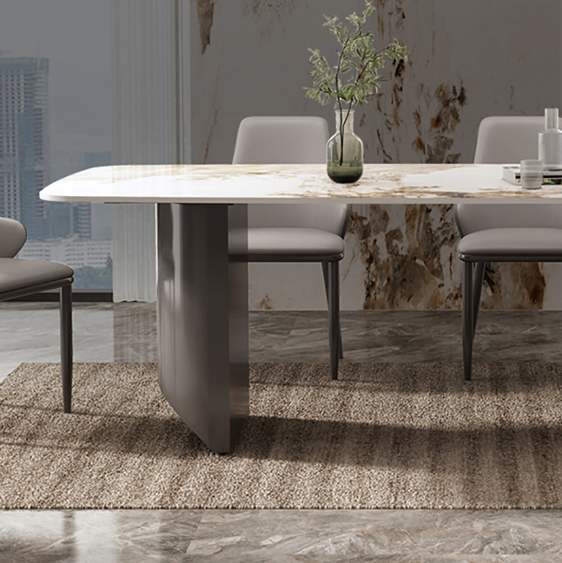 Industrial Sintered Stone Dining Table Rectangle Dining Table for Dining Room