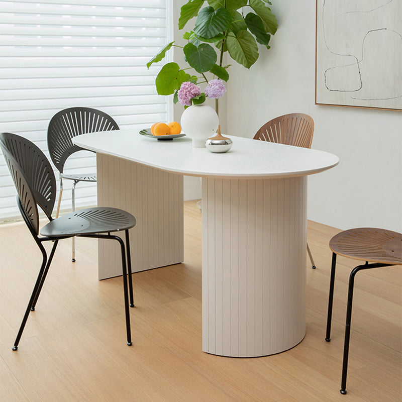 Modern Solid Wood Table for Restaurant Oval Kitchen Table with Double Pedestal