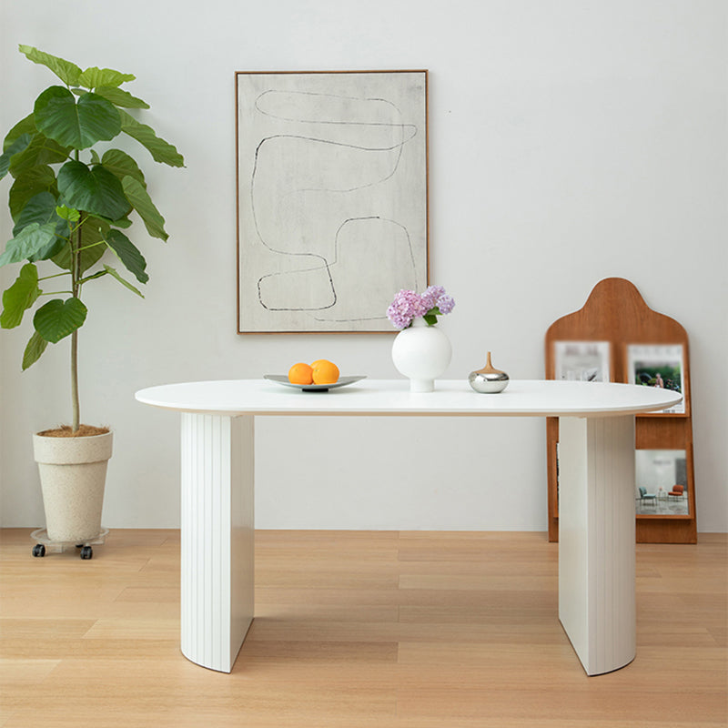 Modern Solid Wood Table for Restaurant Oval Kitchen Table with Double Pedestal