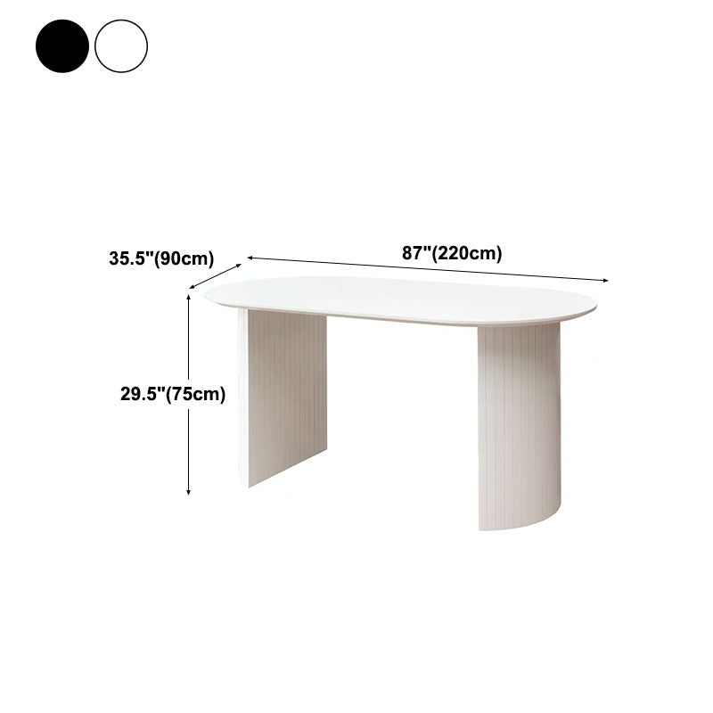Modern Solid Wood Table for Restaurant Oval Kitchen Table with Double Pedestal