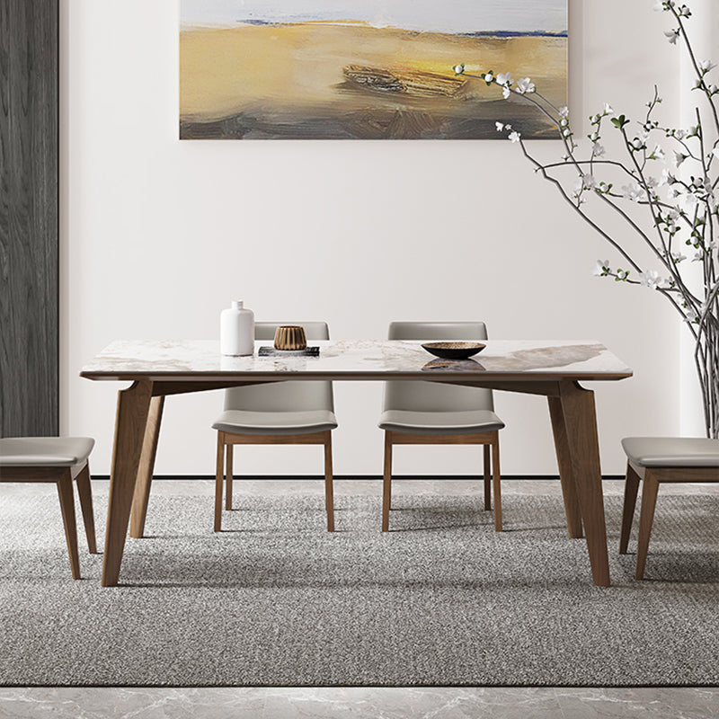 Rectangle Sintered Stone Table for Restaurant Medieval Modern Table with 4 Legs