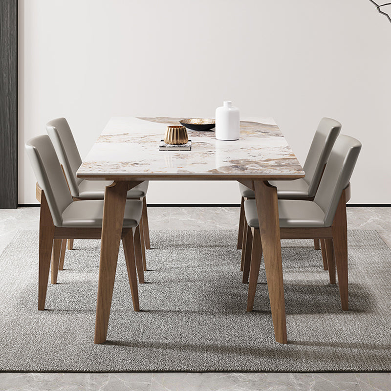 Rectangle Sintered Stone Table for Restaurant Medieval Modern Table with 4 Legs
