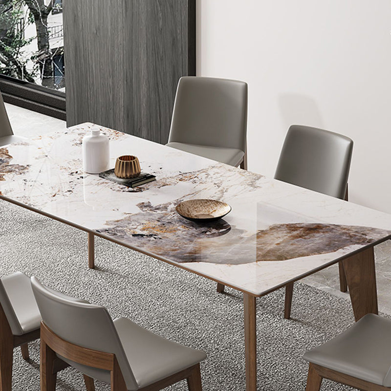 Rectangle Sintered Stone Table for Restaurant Medieval Modern Table with 4 Legs