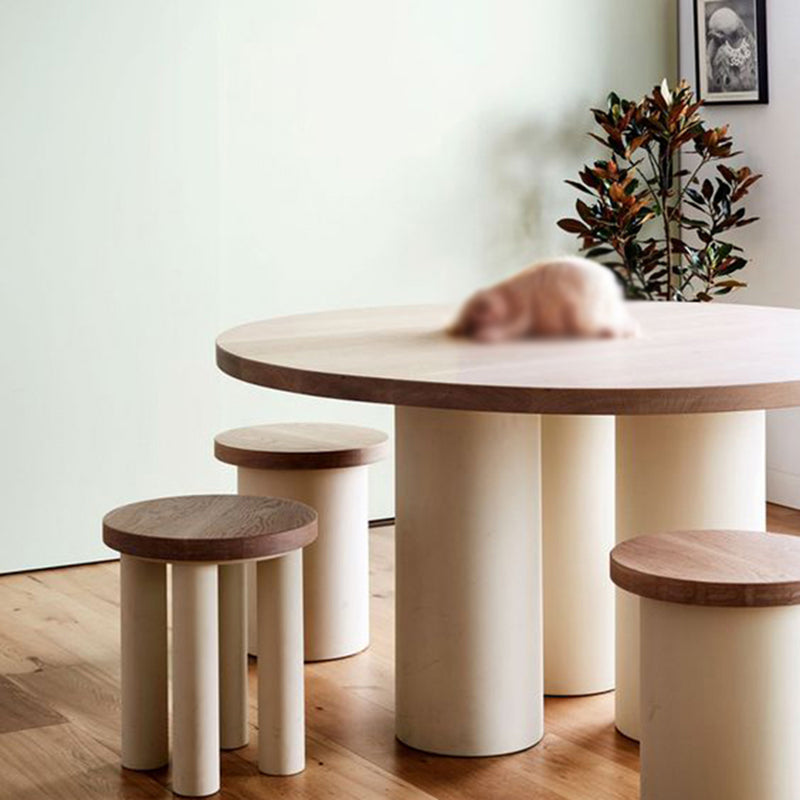 Modern Pine Wood Table for Restaurant Oval Dining Table with Double Pedestal