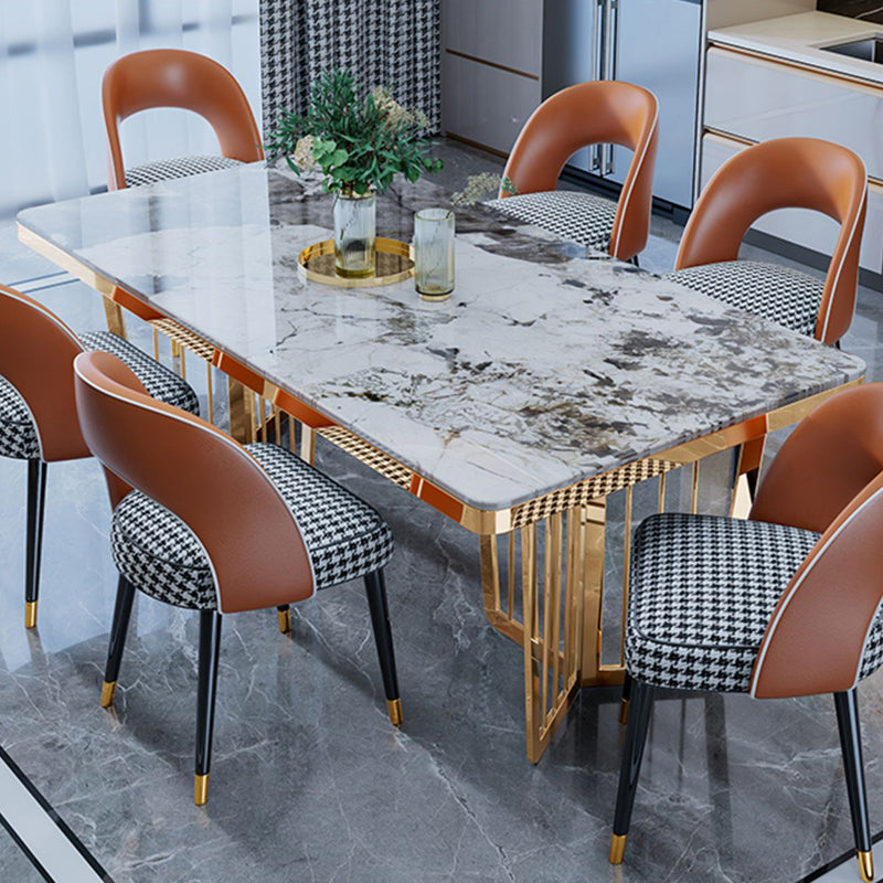 Glam Sintered Stone Double Pedestal Table Home Rectangle Dining Table