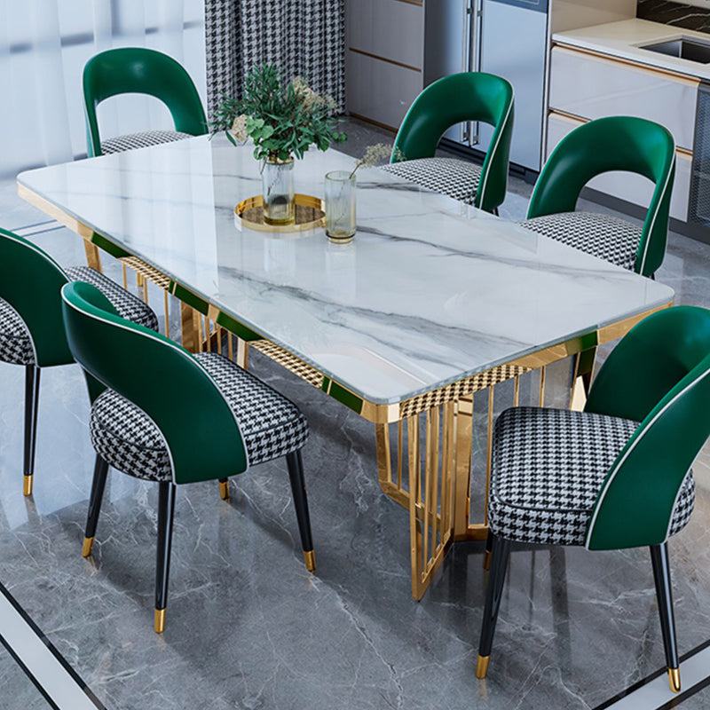 Glam Sintered Stone Double Pedestal Table Home Rectangle Dining Table