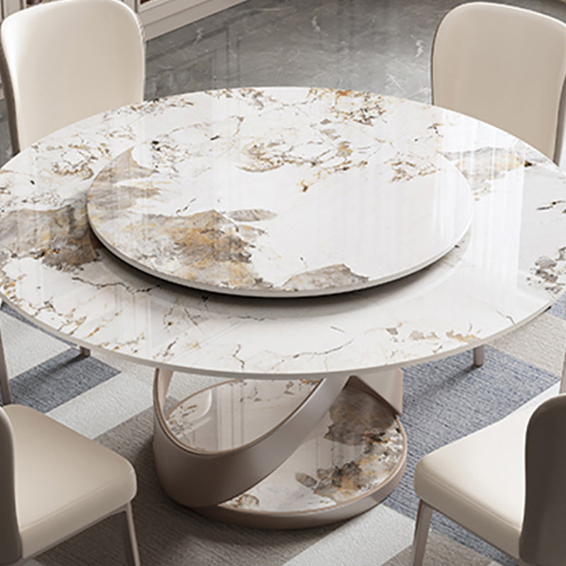 Stone Top Dining Table Round Modern Dining Table with Pedestal Base