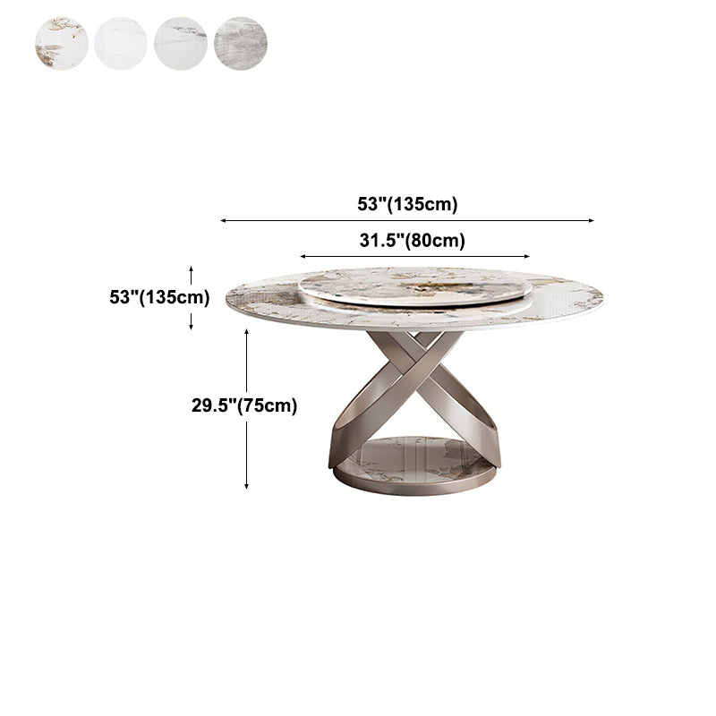 Stone Top Dining Table Round Modern Dining Table with Pedestal Base