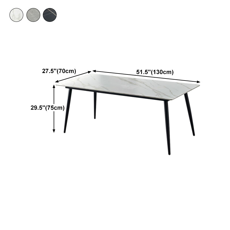 Stone Top Dining Table Traditional Luxury Table with 4 Black Legs