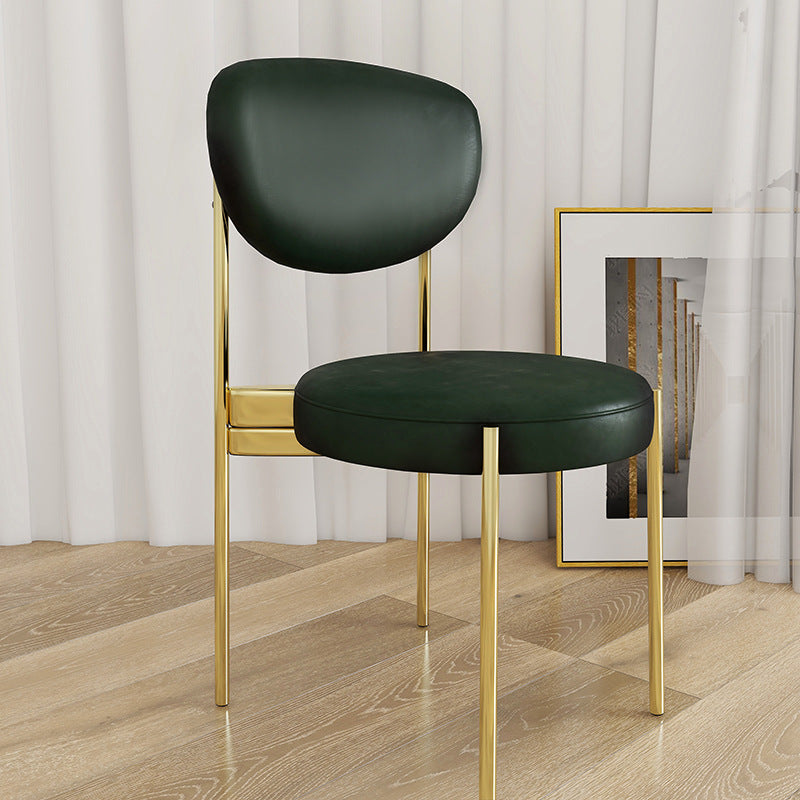 Glam Style Upholstered Side Chair Open Back Dining Side Chair