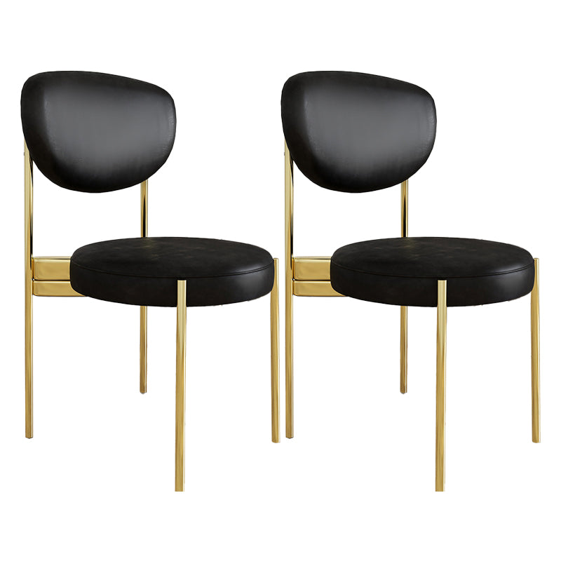 Glam Style Upholstered Side Chair Open Back Dining Side Chair