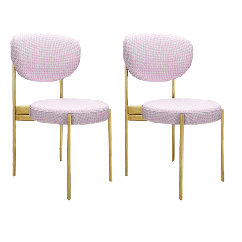 Glam Style Upholstered Side Chair Open Back Dining Side Chair