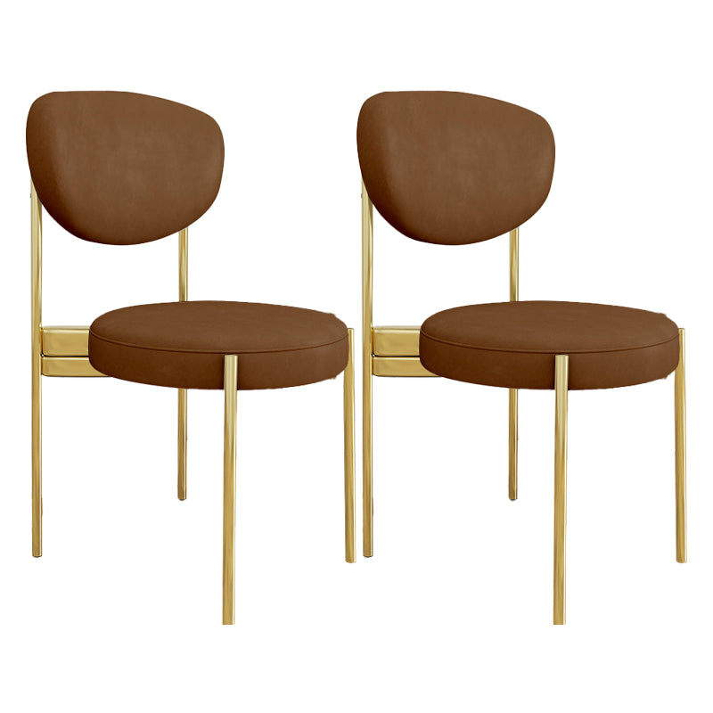 Glam Style Upholstered Side Chair Open Back Dining Side Chair