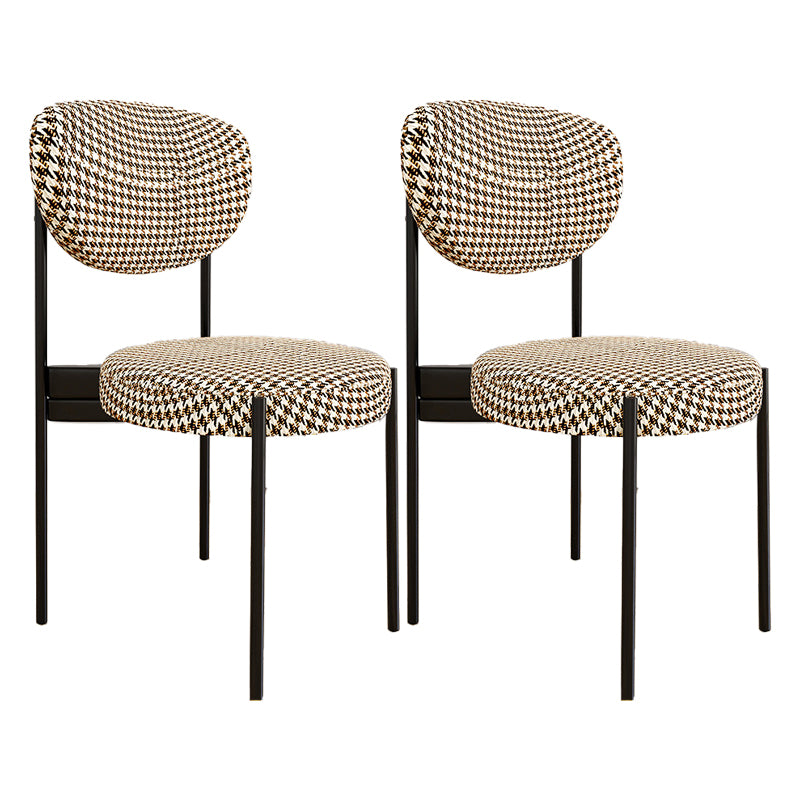 Glam Style Upholstered Side Chair Open Back Dining Side Chair