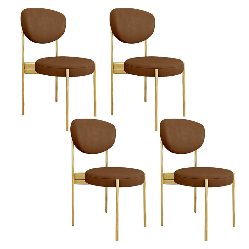 Glam Style Upholstered Side Chair Open Back Dining Side Chair