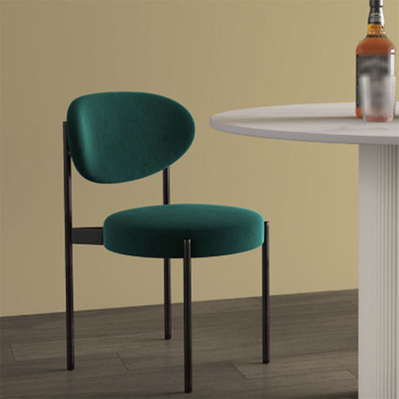 Modern Style Metal Chair Open Back Dining Side Chair with Upholstered