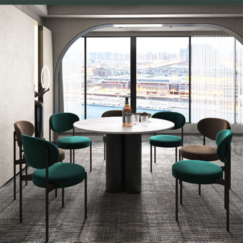 Modern Style Metal Chair Open Back Dining Side Chair with Upholstered