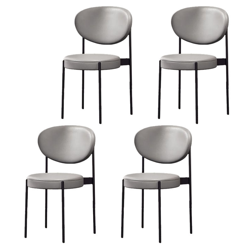 Modern Style Metal Chair Open Back Dining Side Chair with Upholstered