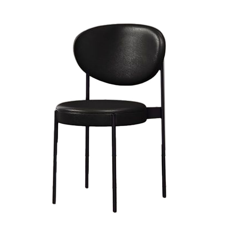 Modern Style Metal Chair Open Back Dining Side Chair with Upholstered