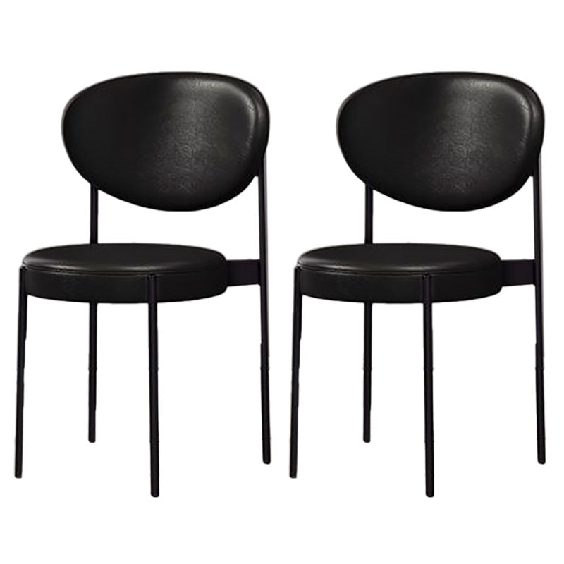 Modern Style Metal Chair Open Back Dining Side Chair with Upholstered